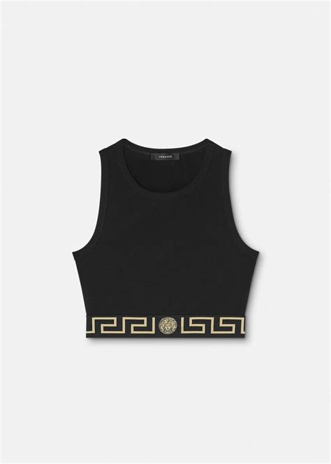 versace greca border crop top|VERSACE Greca Border Crop Top .